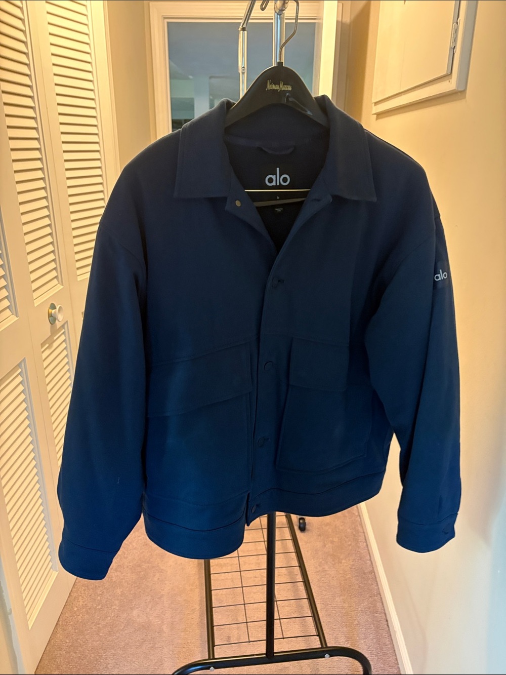 ALO Yoga Men's Dark Navy Button-Front Shirt Jacket